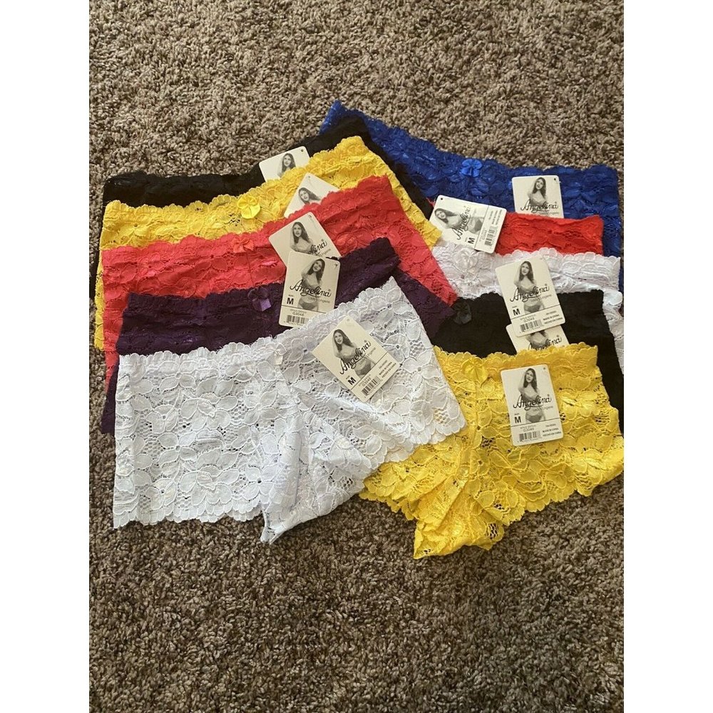 ANGELINA LADY'S LINGERIE ASST 10- LACE BOXER SHORT PANTIES,Medium